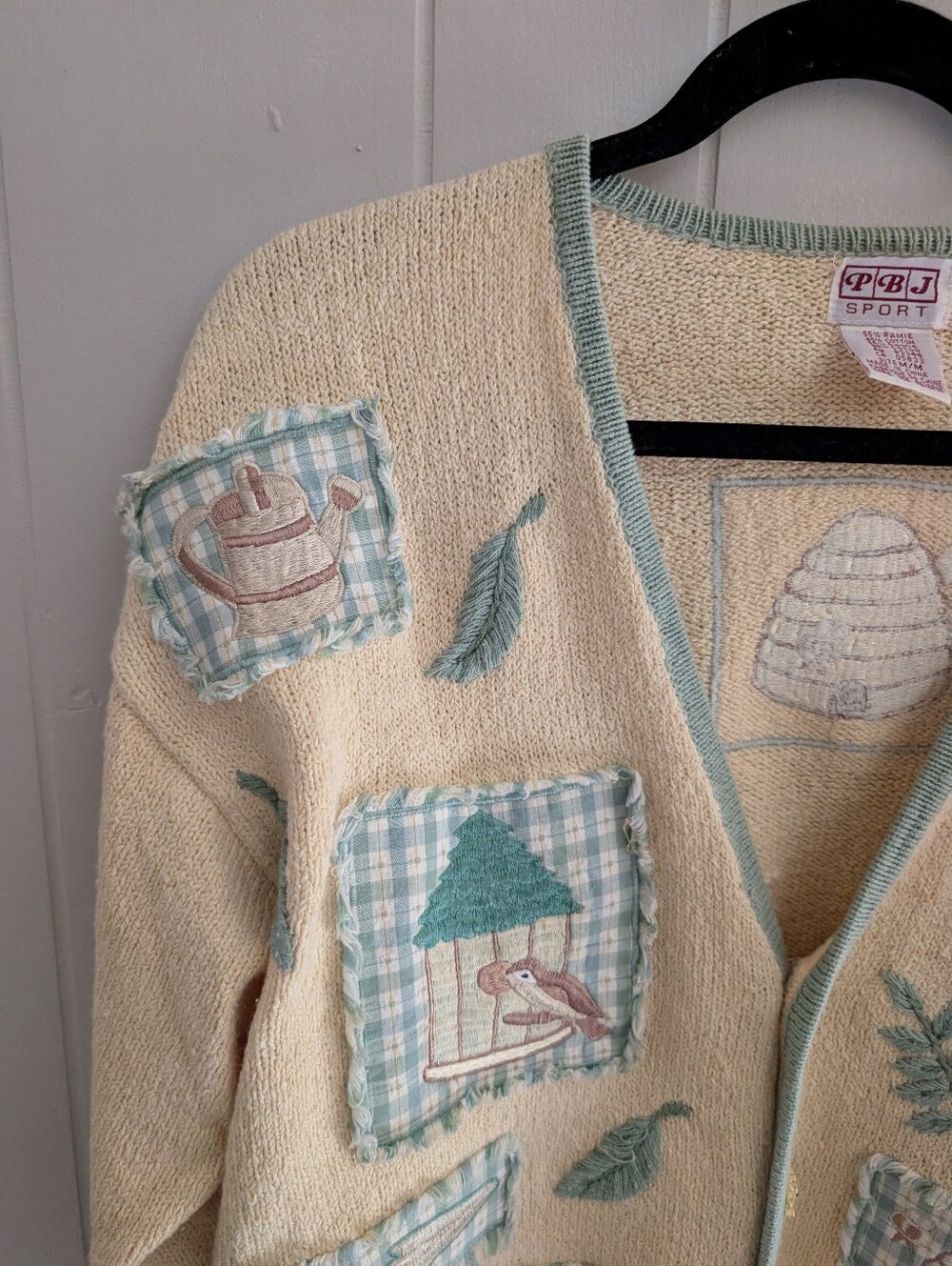Vintage PBJ Embroidered Patchwork Cardigan Sweater - Picture 4 of 7